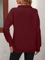 Reg + Plus Zip-Up Dropped Shoulder Sweatshirt