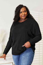 Double Take Seam Detail Round Neck Long Sleeve Top- two colors