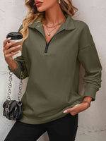 Reg + Plus Zip-Up Dropped Shoulder Sweatshirt