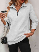 Reg + Plus Zip-Up Dropped Shoulder Sweatshirt
