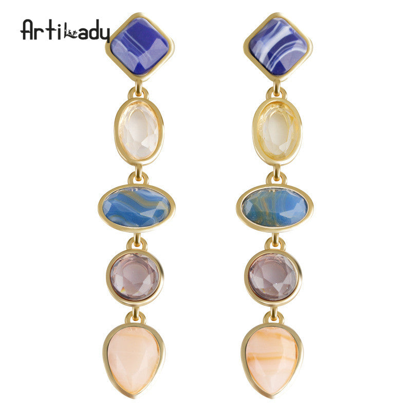 Geometric Teardrop Crystal Dangle Earrings