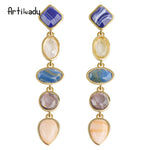 Geometric Teardrop Crystal Dangle Earrings