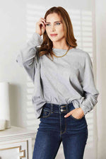 Double Take Seam Detail Round Neck Long Sleeve Top- two colors
