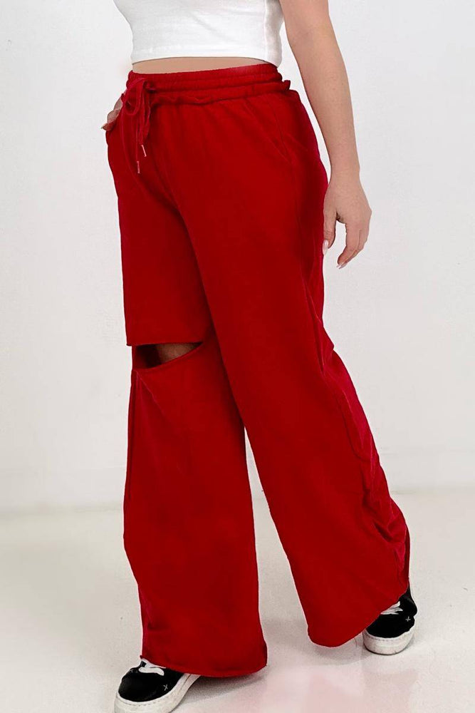 New Colors - Zenana French Terry Laser Cut Pants With Pockets