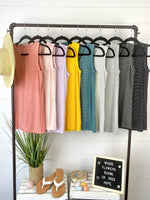 IN STOCK Addison Henley Tank - Black w/White Stripes