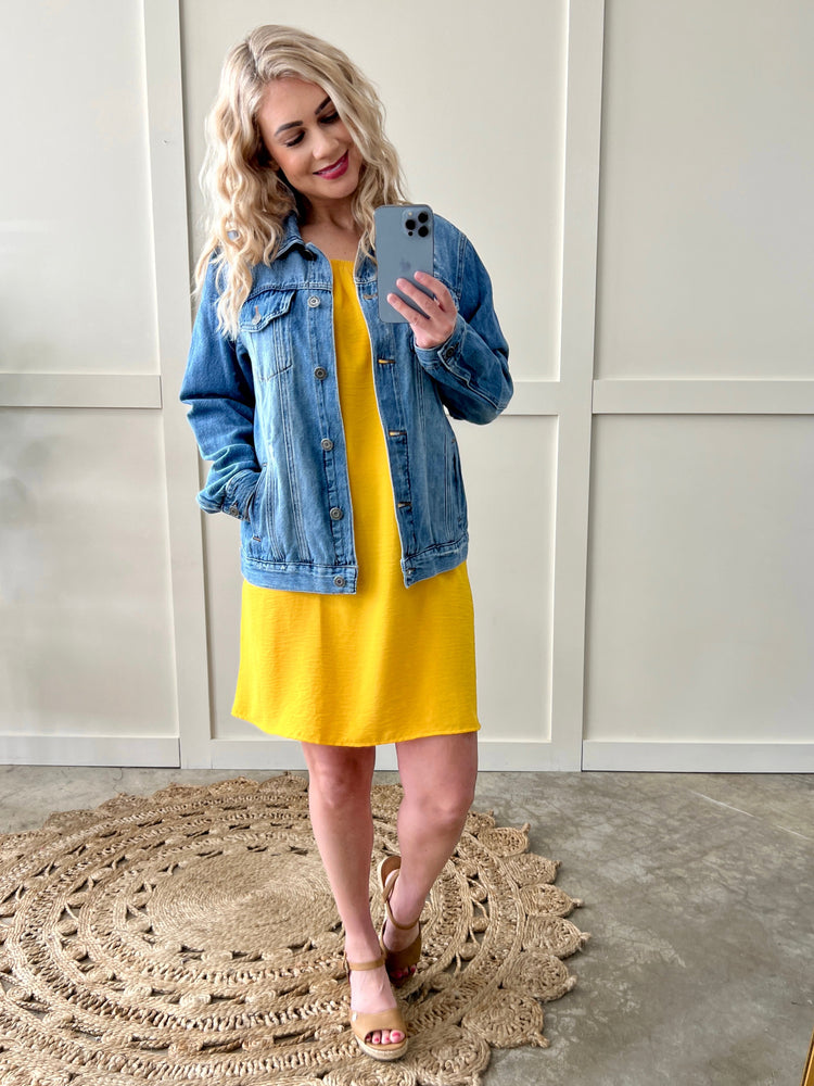 Sunshine Yellow Balloon Sleeve Dress