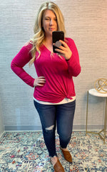 B+B Luxe Long Sleeve V-Neck {Magenta}