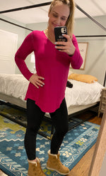 B+B Luxe Long Sleeve V-Neck {Magenta}