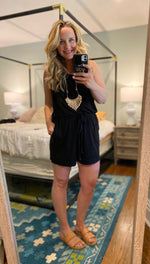 Millie Sleeveless Black Shorts Romper