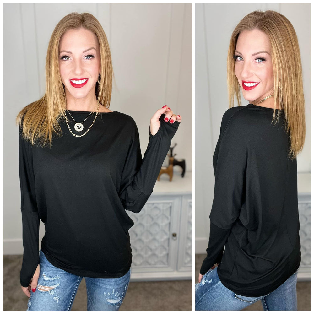 Olyvia Long Sleeve Top In Black