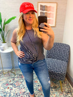Never Knot Fabulous Sleeveless Top {Navy/Ivory}