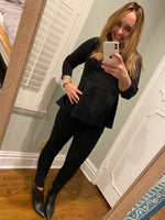 Classic Prep Peplum Top {Black}
