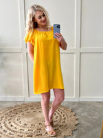 Sunshine Yellow Balloon Sleeve Dress
