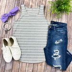 IN STOCK Tiffany Tank - Grey with White Stripes