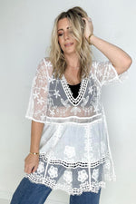 White Birch Half Sleeve Lace Cover up
